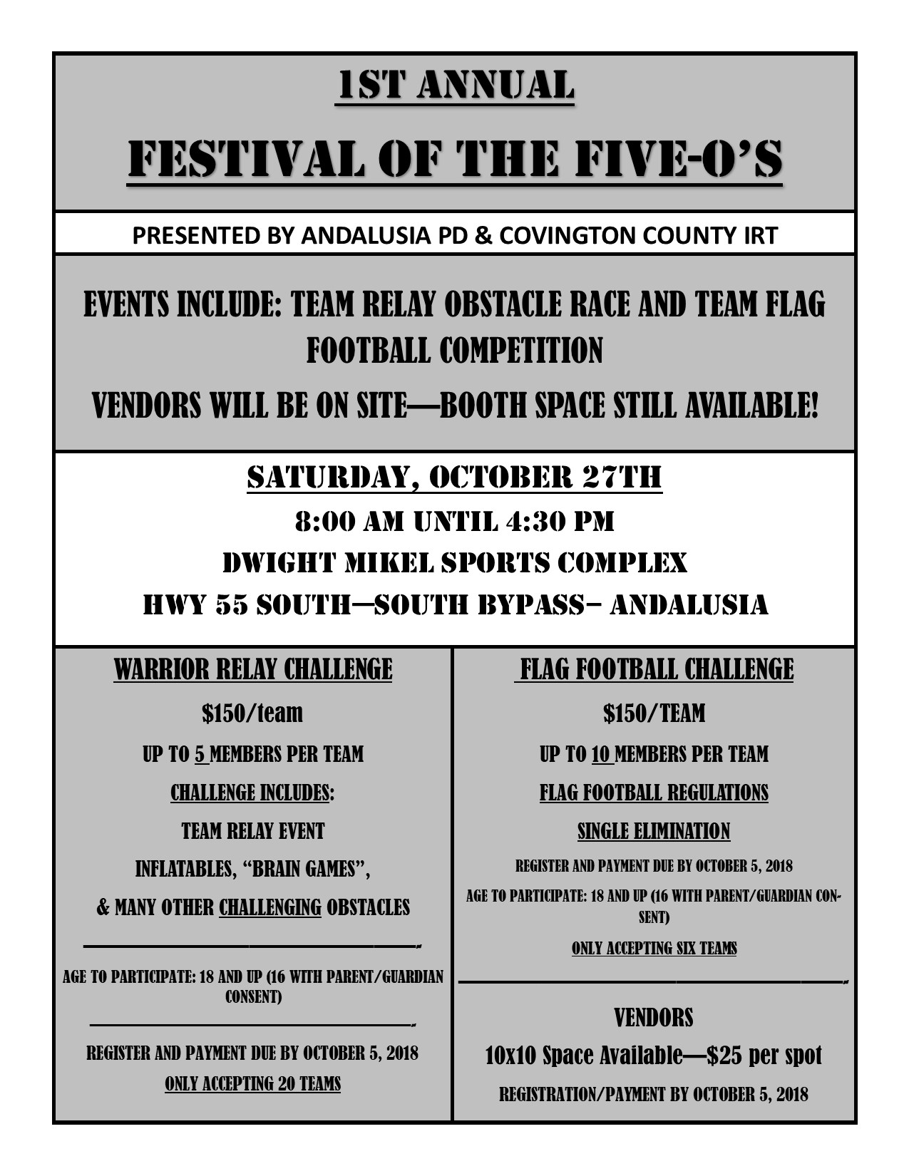 Festival of FiveOs Flyer 2018